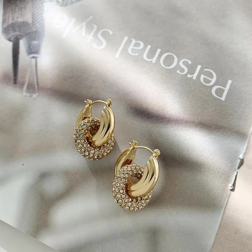 Zircon Circle Geometric U Shape Hoops Earring