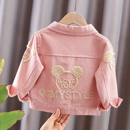 Spring Autumn 1-8Y Toddler Cute Denim Long Sleeve Back Letter Jacket