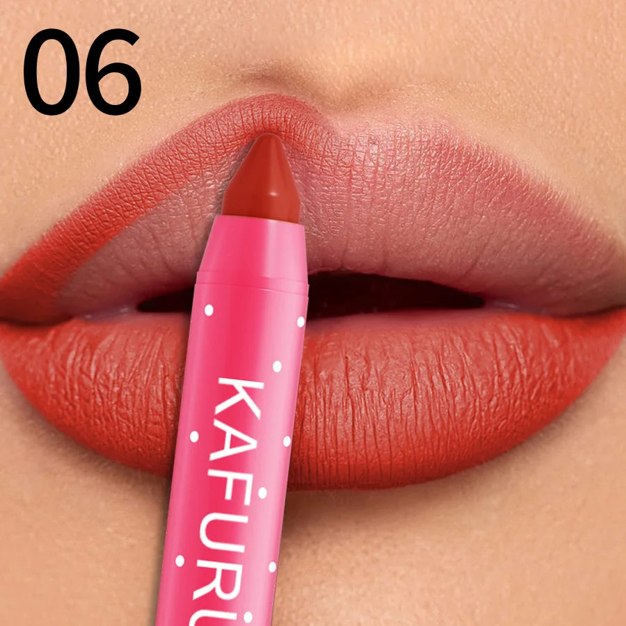 15 Colors Lipstick Pencil Waterproof Sexy Red Matte Contour Tint Lipstick