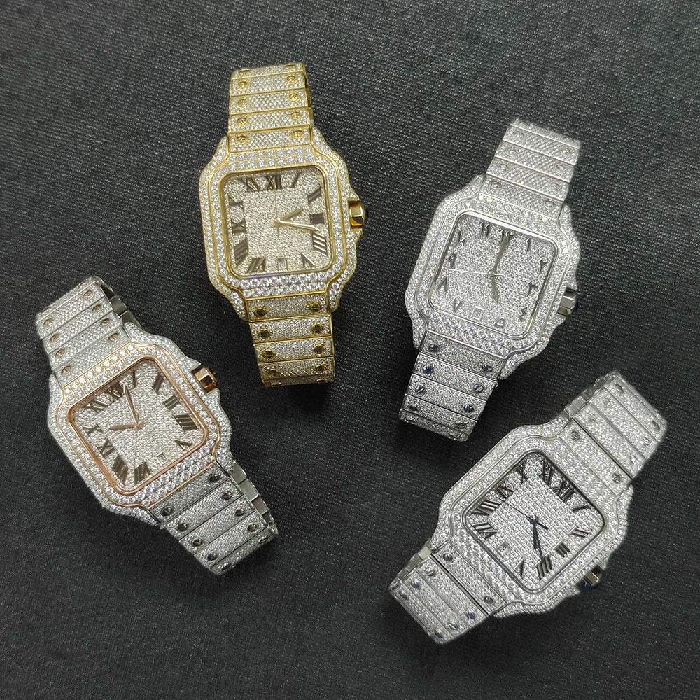 Luxury Gold Hip Hop Iced Out Automatic Diamond Watch
