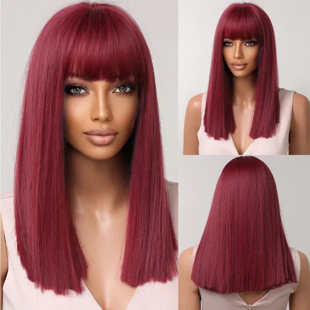 Straight Black Bob Synthetic Wig