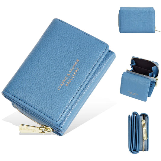 Leather Short Tri-Fold Card Wallet