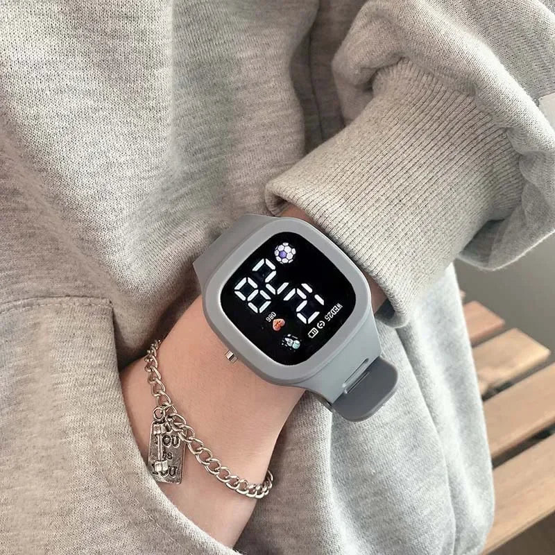 Electronic LED Digital Watch Casual Big Dial Silicone Watch Sports