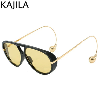 Oversized Pilot Oval Punk Sunglasses
