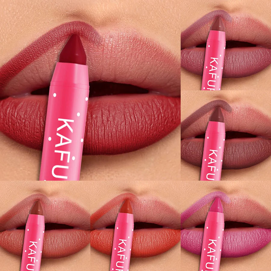 15 Colors Lipstick Pencil Waterproof Sexy Red Matte Contour Tint Lipstick
