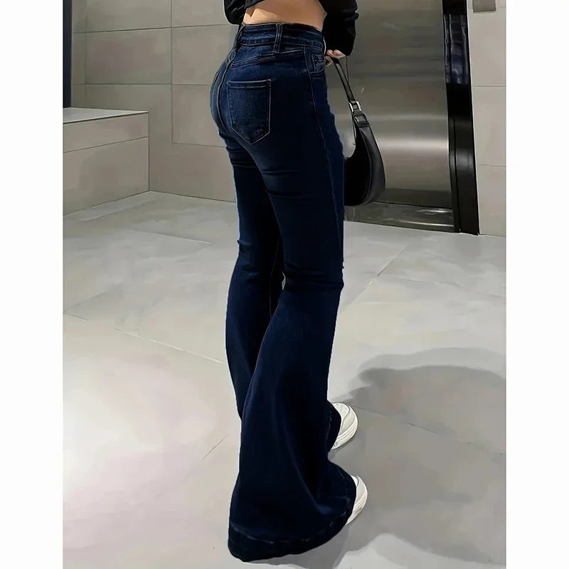 High Waist Flared Jeans Trousers