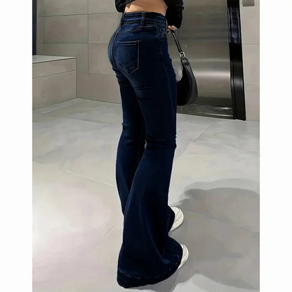 High Waist Flared Jeans Trousers