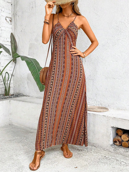 Backless Split Thigh Boho Dress