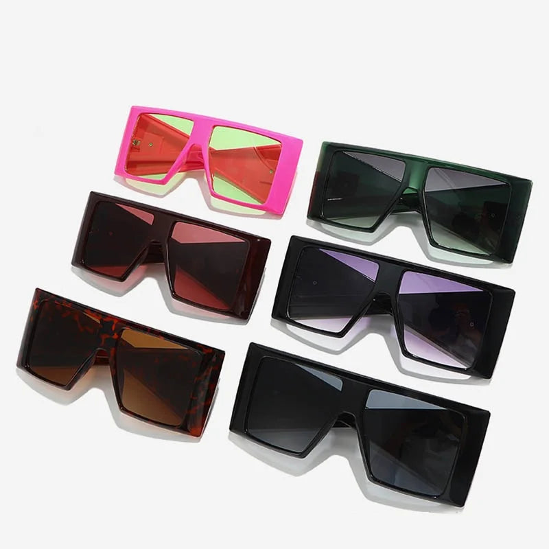 Unique Shield Shaped Square Oversized Sunglasses