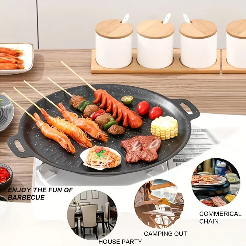 1pcs Carbon Steel Grill Pan Nonstick BBQ Griddle