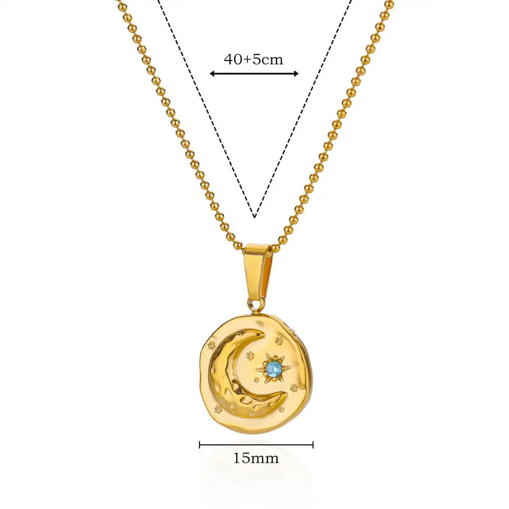 Devil's Eye Pendant Stainless Steel 18K Gold Plated Zirconia Necklace