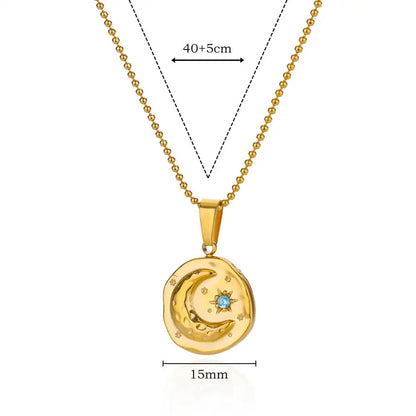 Devil's Eye Pendant Stainless Steel 18K Gold Plated Zirconia Necklace