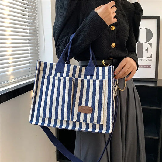 Canvas Crossbody Travel Shopping Tote Bag