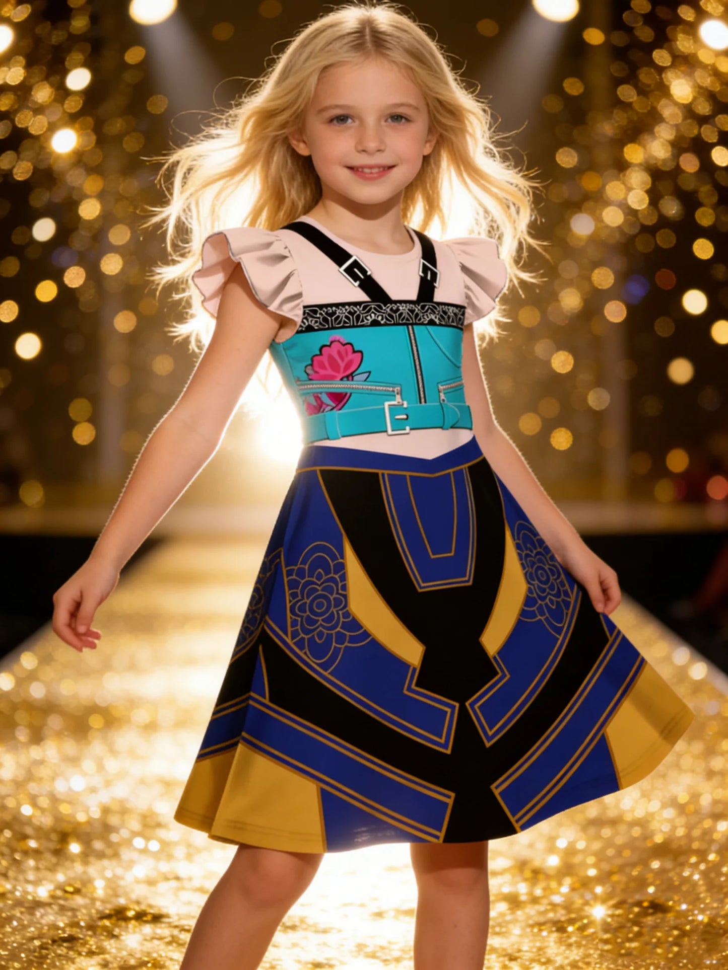 Popular Movie Hallyu With Sequin Print Costume Dress