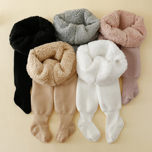 Winter Polar Fleece Lining Stripes Plus Thick Warmth Cotton Tights Toddler Leggings
