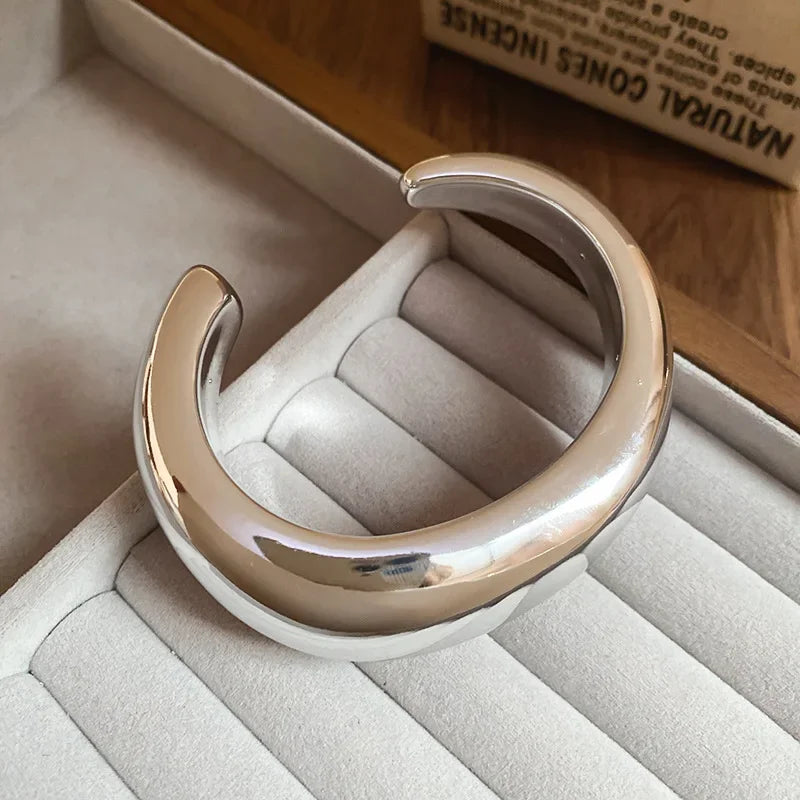 Geometric Glossy Opening Bangle Bracelets