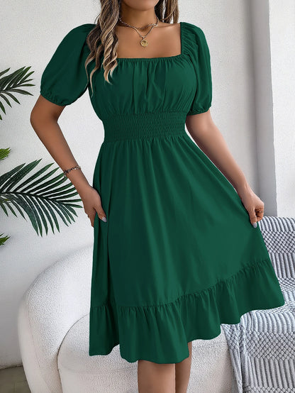 Puff Sleeve Square Neck Dress