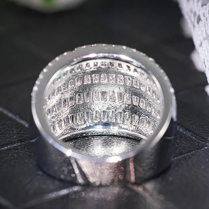Huitan Charming Inlaid Bright Cubic Zirconia Silver Rings