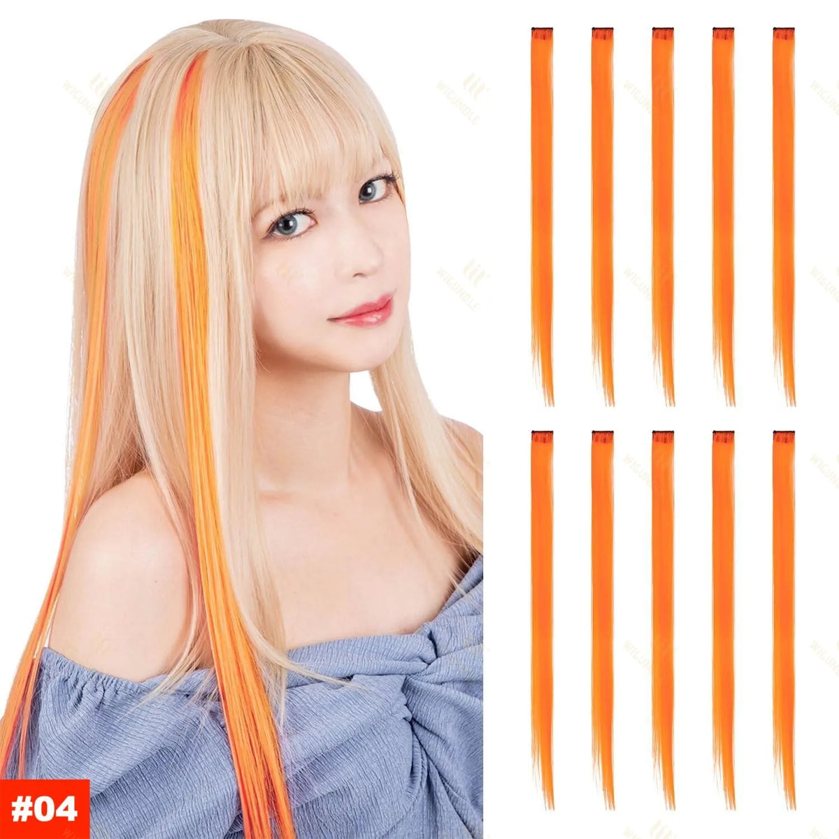 Colored Highlight 22 Inch Synthetic Hair Extensions Rainbow Long Straight Hairpieces