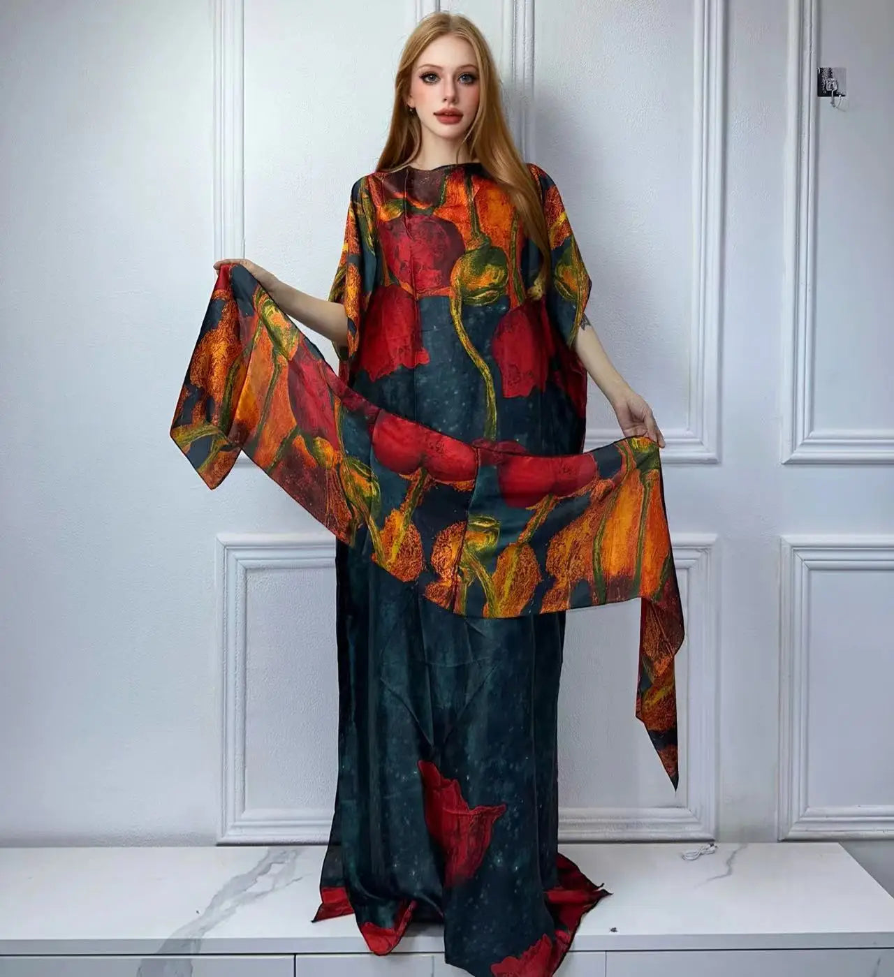 African Muslim Lady Summer Boho Kaftan Dress