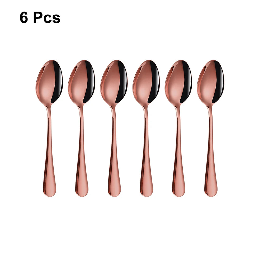 4/6/12 Pieces Gold Dessert Stirring Spoons Set