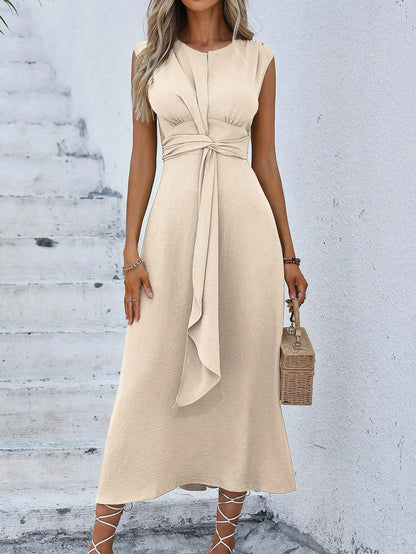 Sleeveless Front Thin Straps Midi Dress