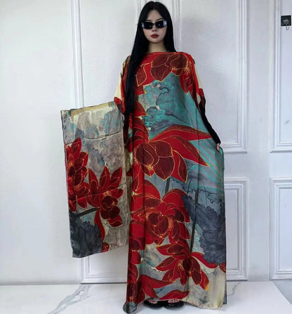 African Muslim Lady Summer Boho Kaftan Dress