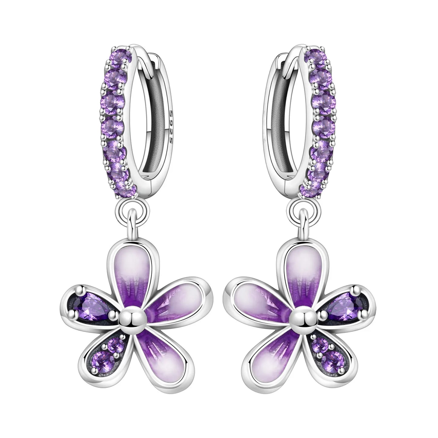 Orstarry Original 925 Sterling Silver Blue Iris Flower Earrings