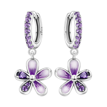Orstarry Original 925 Sterling Silver Blue Iris Flower Earrings
