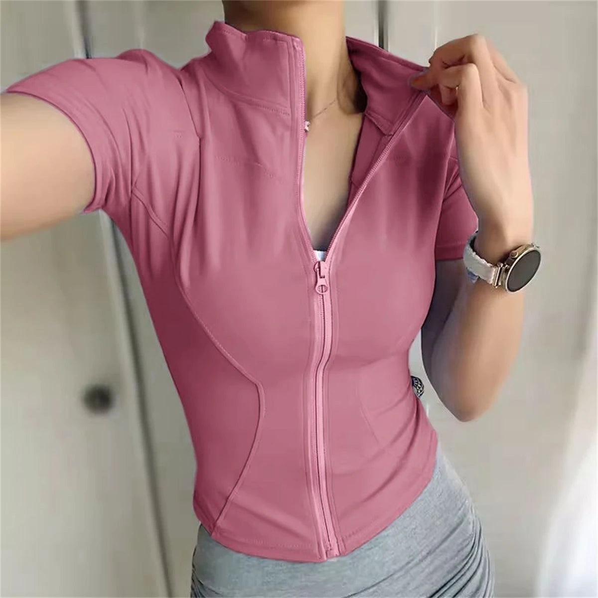 Slim Sports Coat Short Sleeve Tops