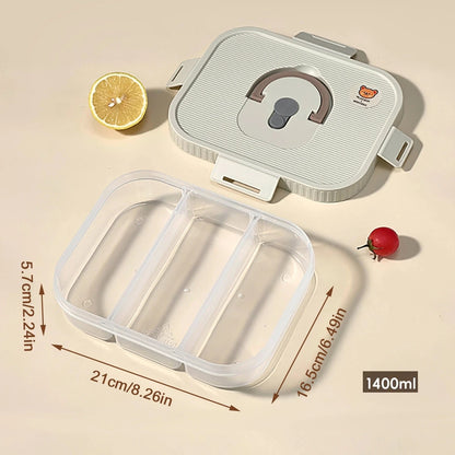 Microwave Plastic Divided Lunch Box With Handle Camping