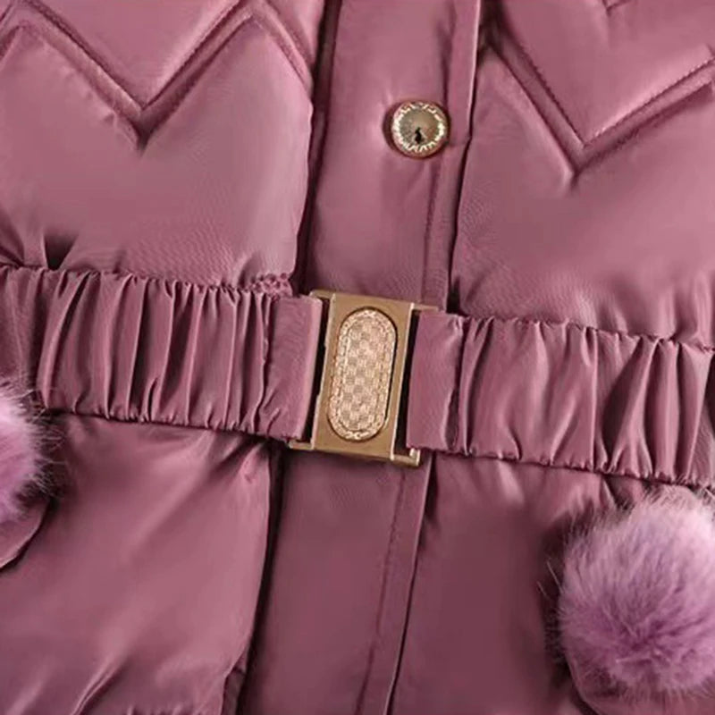 4 5 6 8 10 Years Winter Keep Warm Thicken Hooded Zipper Fur Collar Jacket