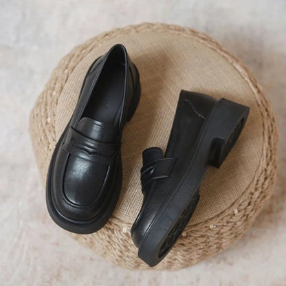 Loafers Round Toe Chunky Casual Office Shoes