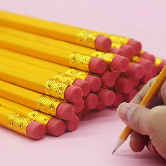50/30/10 Pcs Yellow Bulk Wood Pencils with Erasers