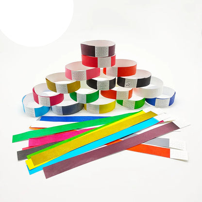 100pcs Colorful Neon Paper Wristbands Mixed Multicolor Waterproof