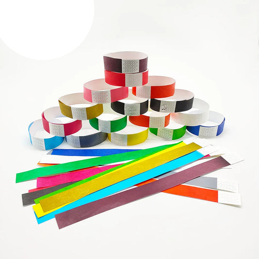 100pcs Colorful Neon Paper Wristbands Mixed Multicolor Waterproof