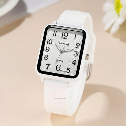 Rectangle Digital Quartz Silicone Strap Watch