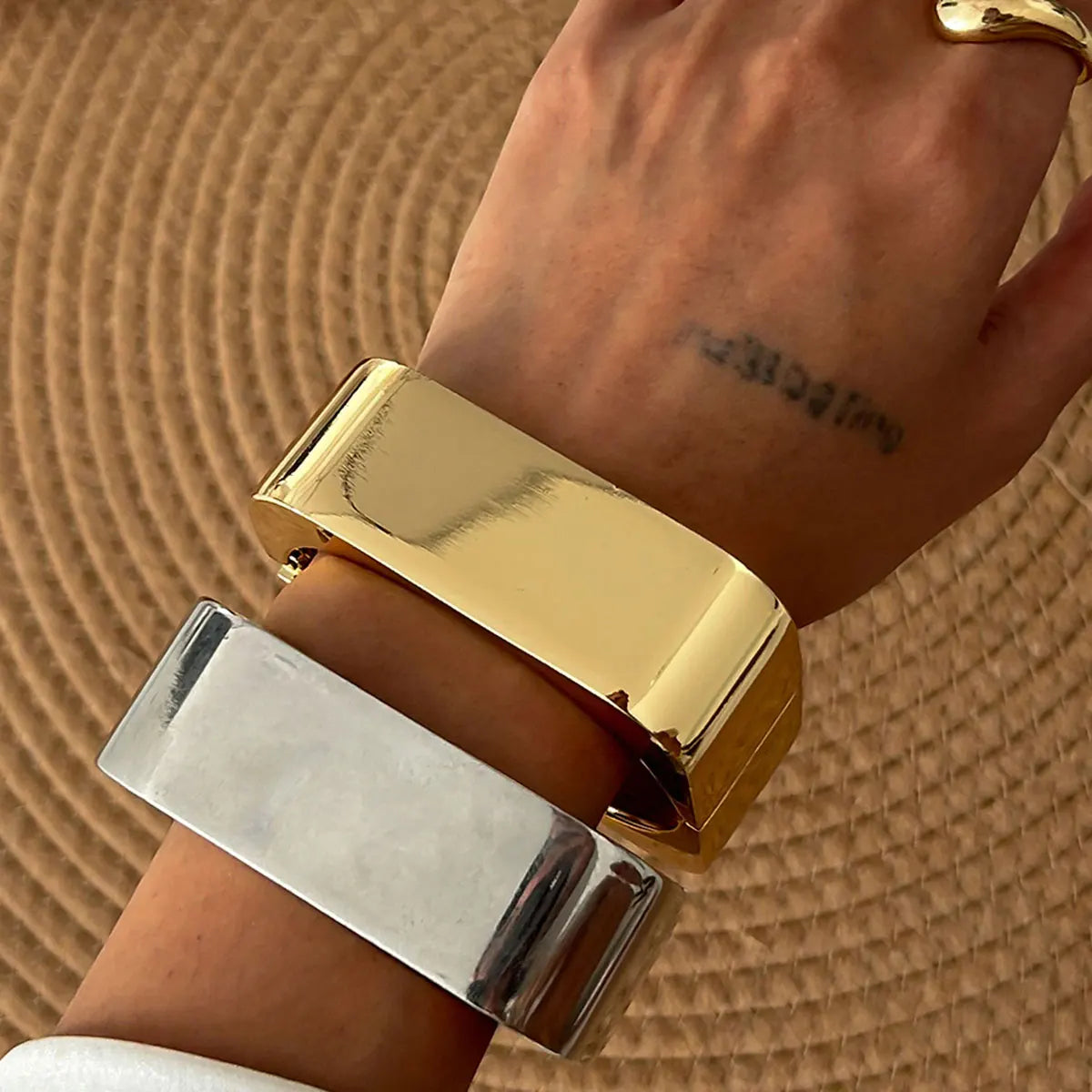 Punk Square Wide Cuff Bangles Hip Hop Vintage Geometric Bracelet