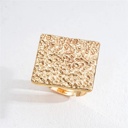 Stainless Steel Irregular Geometric Open Gold Texture Ring