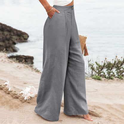 Cotton-Linen Casual Lightweight Elastic Waist Lounge Pants
