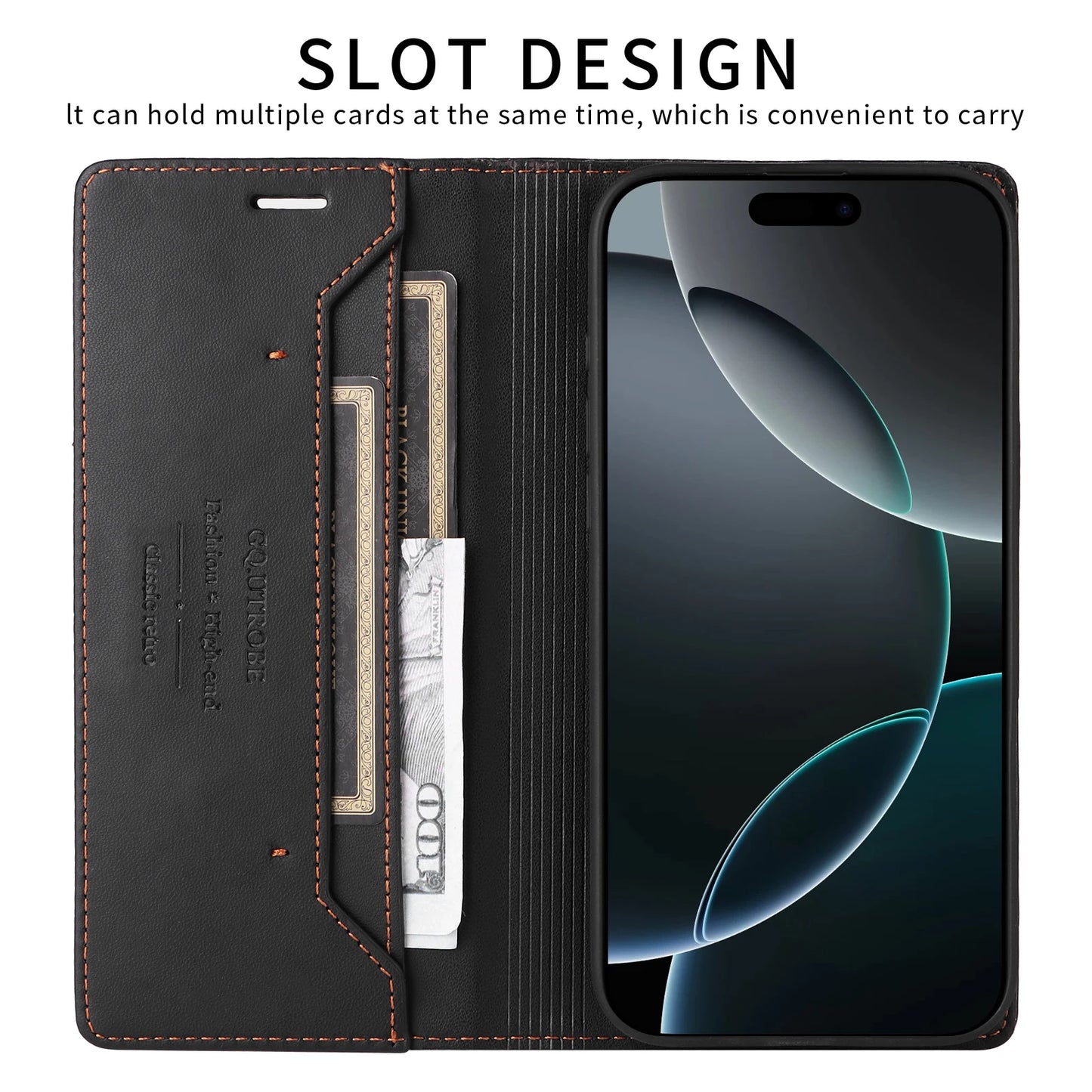 Magnetic Leather Case Flip Wallet Card Cover