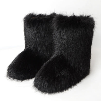 Snow Luxury Furry Faux Fox Fur Boots