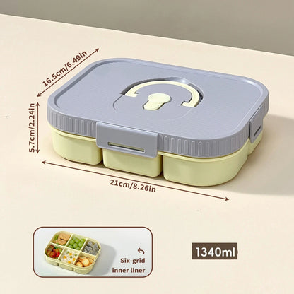 Microwave Plastic Divided Lunch Box With Handle Camping