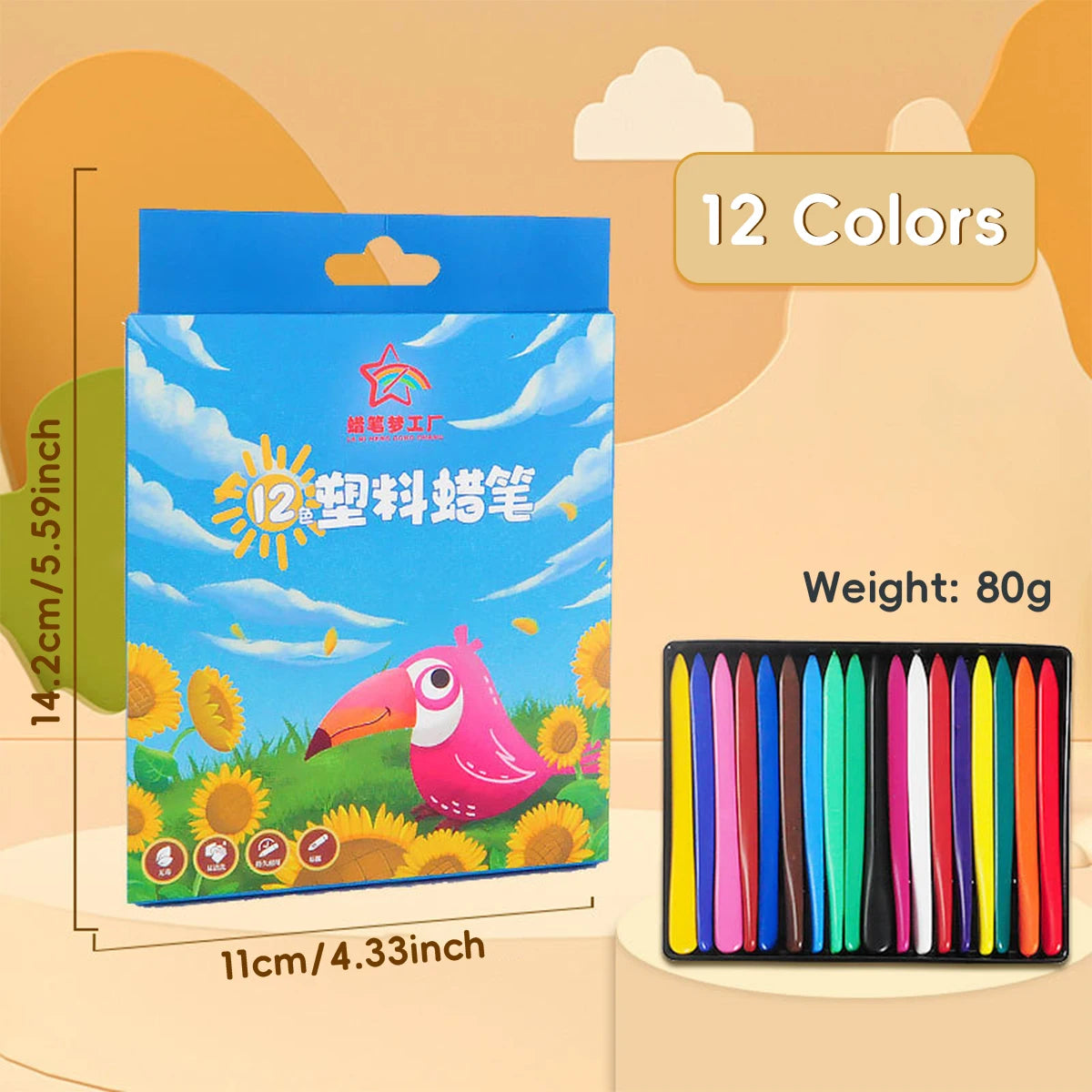 12-36 Color Washable Crayons Non-Toxic Erasable Triangular