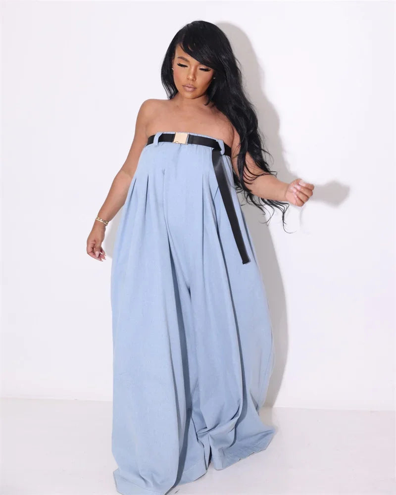 Sexy Loose Wide Leg Outfit Strapless Romper Jumpsuit