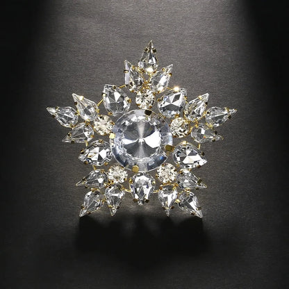 Stonefans Snowflake Exaggerate Finger Round Rhinestone Open Ring