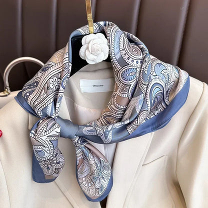 Luxury Silk Square Scarf Soft Satin Horse Hairband Hijab Headband Shawl