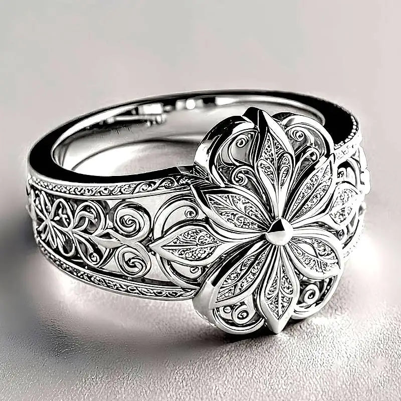 Gorgeous Ring Aesthetic Flower Engraved Charming Chic Rings