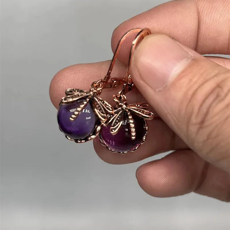 Vintage Bronze Dragonfly Drop Earrings
