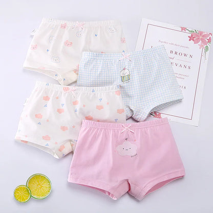 4Pcs Panties Girls Pure Cotton Boxer